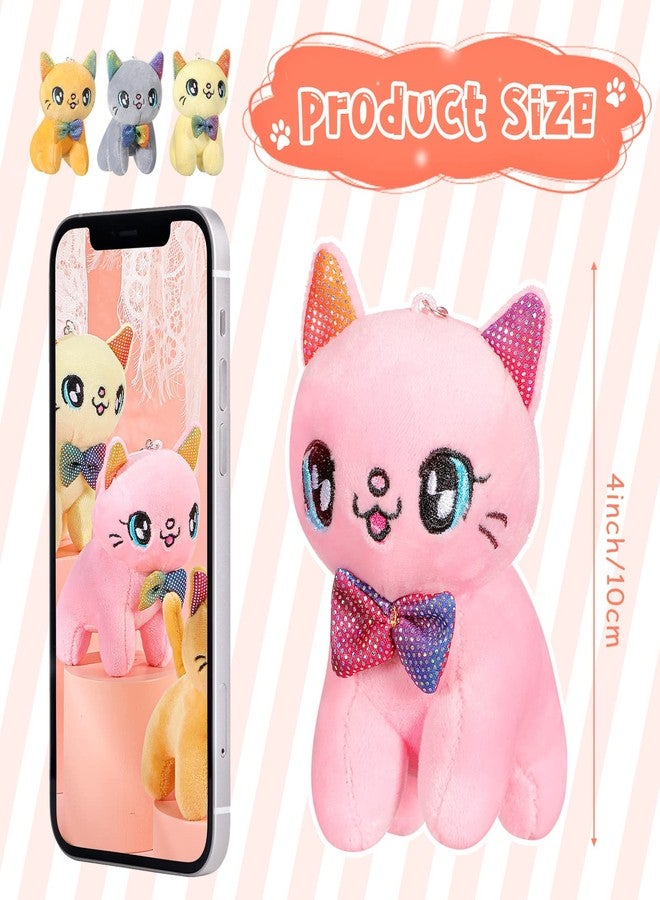 Chalyna 12 Pcs Cute Stuffed Animal Toy 4 Inch Mini Plush Mermaid Tiger Turtle Puppy Pig Alpaca Cat Ornaments Stuffed Doll Keychain Handbag Pendant for Birthday Party Favors DIY Home Decor(Cat Style) - Image 2